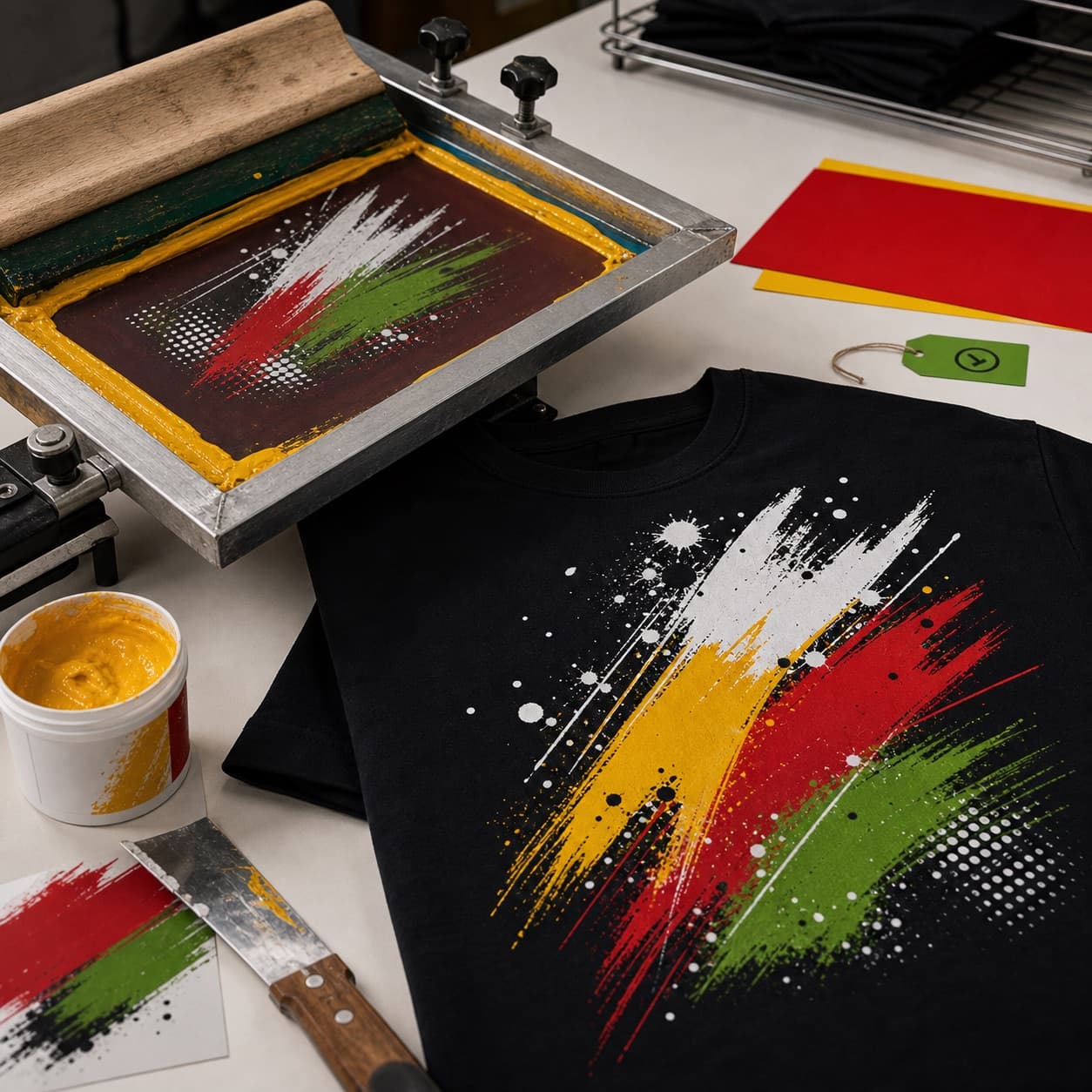 Screen printing London T shirt setup